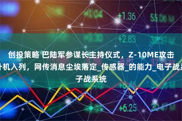 创投策略 巴陆军参谋长主持仪式，Z-10ME攻击直升机入列，网传消息尘埃落定_传感器_的能力_电子战系统