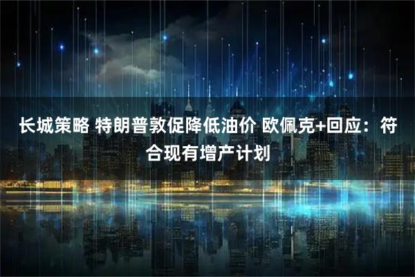 长城策略 特朗普敦促降低油价 欧佩克+回应：符合现有增产计划