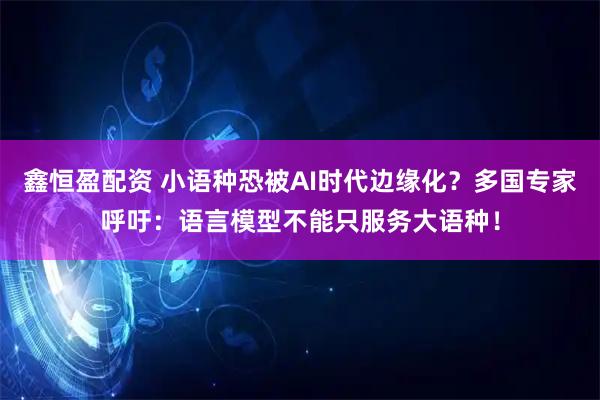 鑫恒盈配资 小语种恐被AI时代边缘化？多国专家呼吁：语言模型不能只服务大语种！
