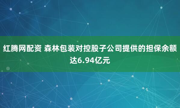 红腾网配资 森林包装对控股子公司提供的担保余额达6.94亿元