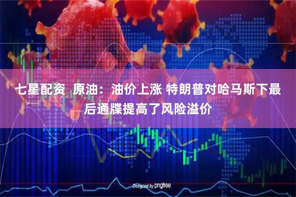 七星配资  原油：油价上涨 特朗普对哈马斯下最后通牒提高了风险溢价