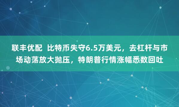 联丰优配  比特币失守6.5万美元，去杠杆与市场动荡放大抛压，特朗普行情涨幅悉数回吐